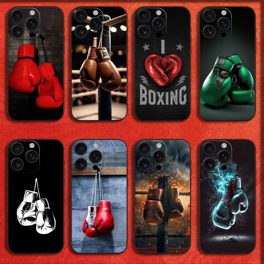 

Strong Boxing Gloves Sport Phone Case For iPhone 17,16,15,14,13,12,11,Pro,Max,Plus,E,SE4,Air,Mini Black Cover