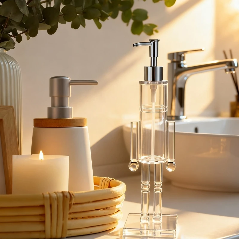 

Christmas Nutcrackers Theme Soap Dispenser Soap Bottle with Transparent Body Easy Press Design For Household Use M76D