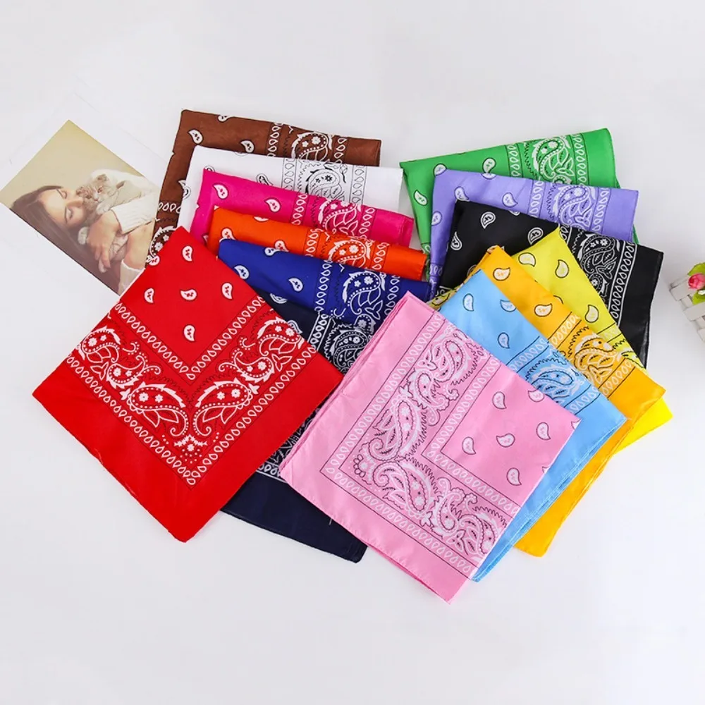Fashion Hip Hop Wine Red Hair Scarf Unisex Retro Square Scarves Headwear Bandanna Hair Band Neck Wrist Wrap Band Accessories