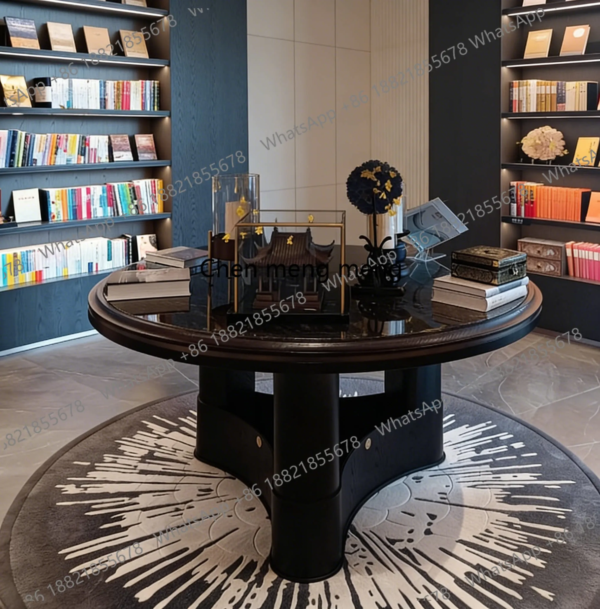 

Hotel lobby end view table light luxury entrance, display stand, simple decoration table in the living room