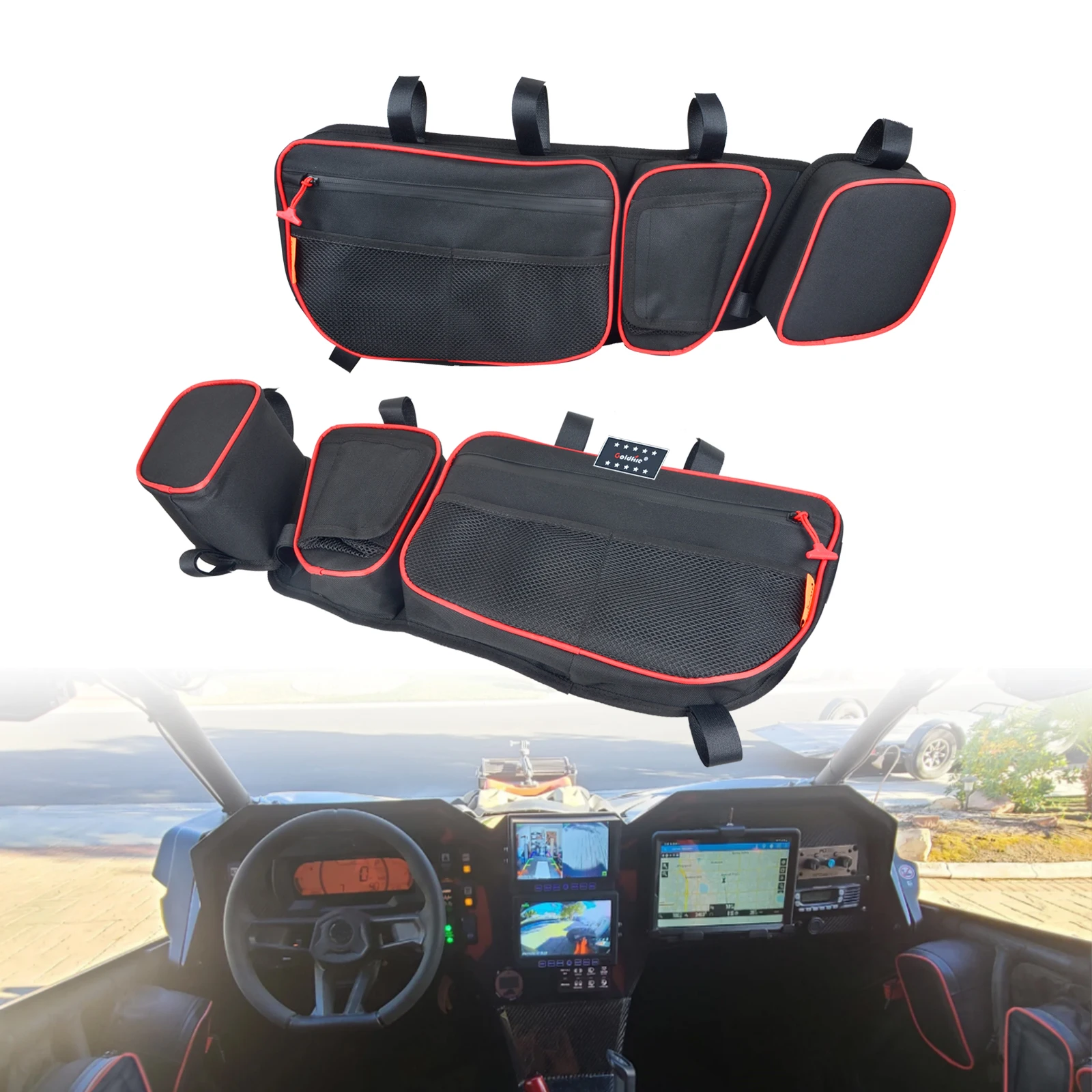 

UTV Accessories Front Upper Door Storage Bags for 2017-2021 Can Am Maverick X3 Max XRS XDS Turbo RR with Removable Knee Pad