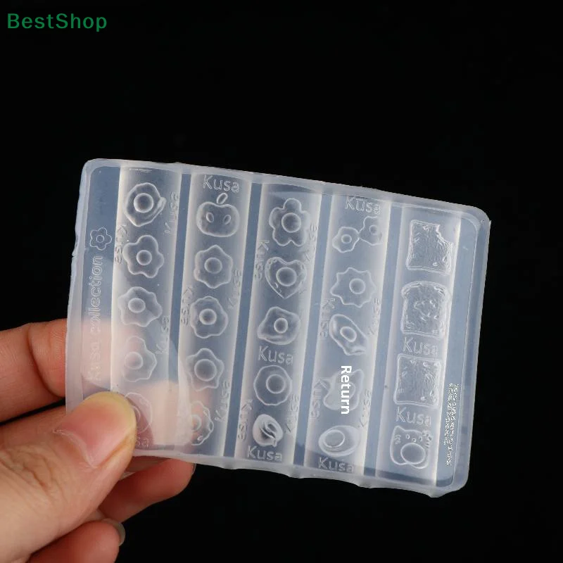 ♥ 3D سيليكون قالب الأظافر أزهار لطيفة شكل قلب البيض المقلي نخب DesignDIY مسمار ديكور قالب مانيكير شفاف