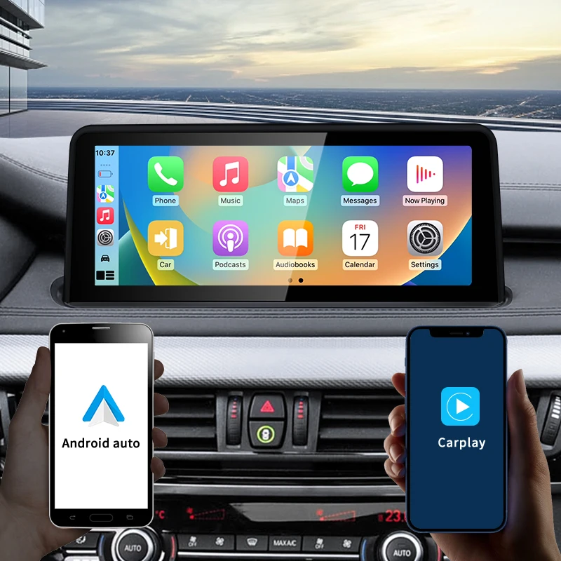 Android 13 10,25 cala Bezprzewodowy AUTO CarPlay Dla BMW X5 F15 X6 F16 Ekran nawigacji Aktualizacja ID8 Samochodowy system centralny multimedialnego