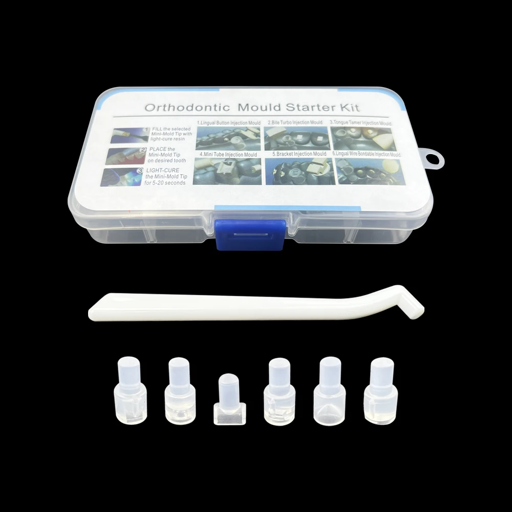 Dental Posterior Teeth Injection Moulds Starter Kit with 1 Handle Driver 6 Forming Mold Kit Orthodontic Dentistry Material