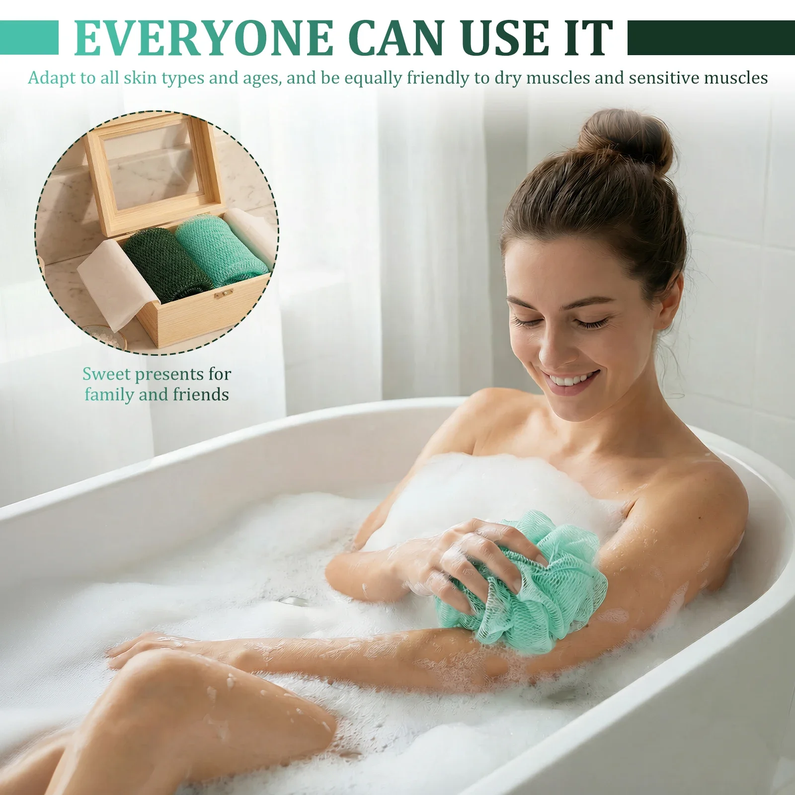 2Pcs African Net Bath Sponge Soft Skin Friendly Exfoliating Body Scrubber Fast Drying Bath Shower Sponge Bathroom Supplies view 6