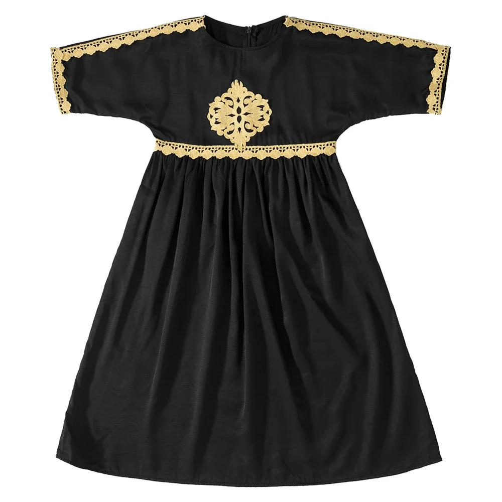 Eid Muslim Kids Girls Maxi Dress Ramadan Islamic Children Clothing Marocain Jalabiya Kaftan Dubai Turkey Abaya Arabic Robe Gown