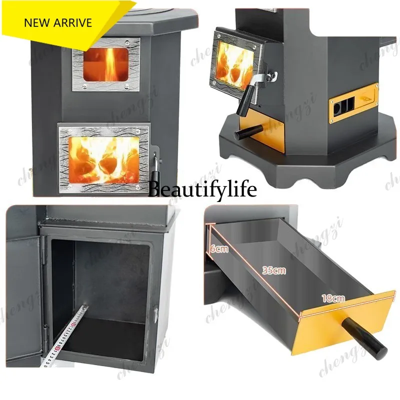 a95 Smokeless gasifier Coal stove Indoor real fire Fireplace Heating stove Firewood New household stove Dual-purpose rural firew