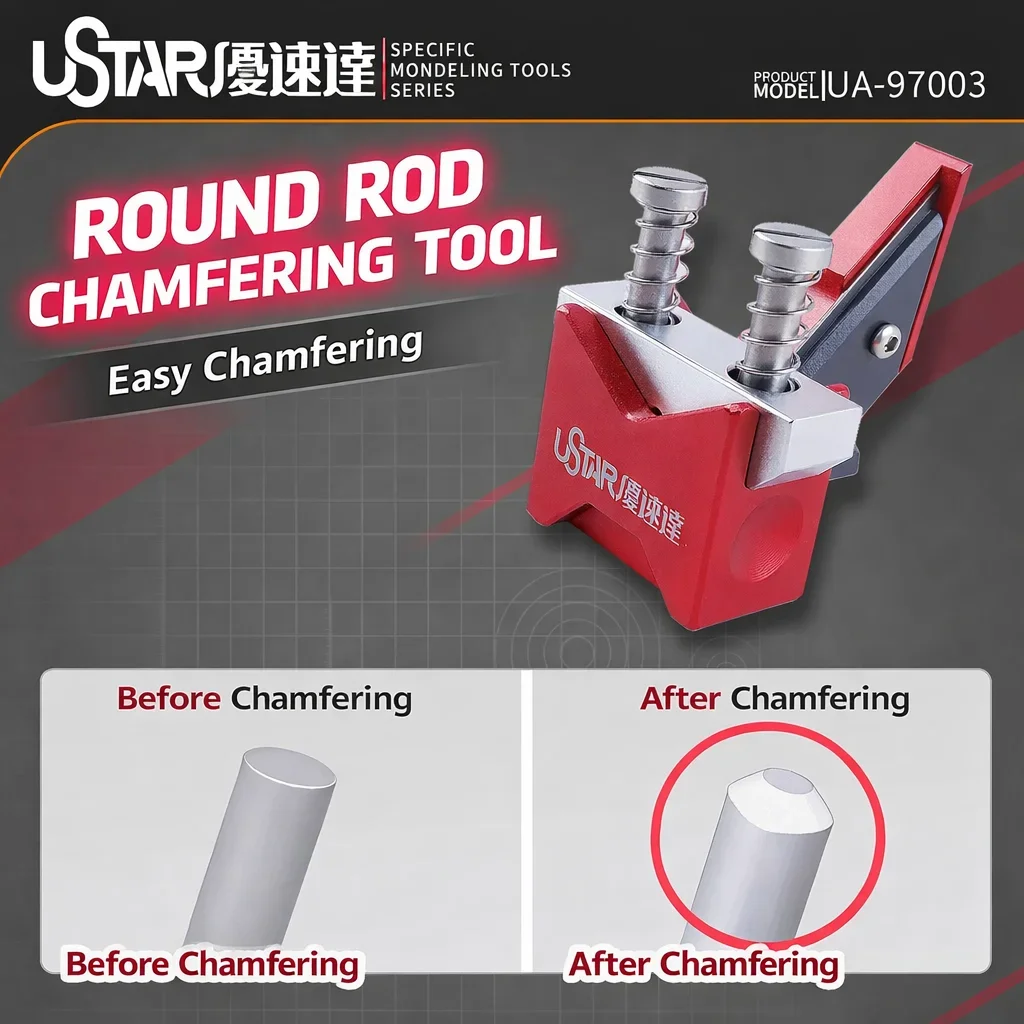 Ustar UA‑97003 Round Rod Chamfer Scriber Φ0.5‑6.0mm Center Positioning Tool for Plastic Model Round Bar Processing Hobby DIY
