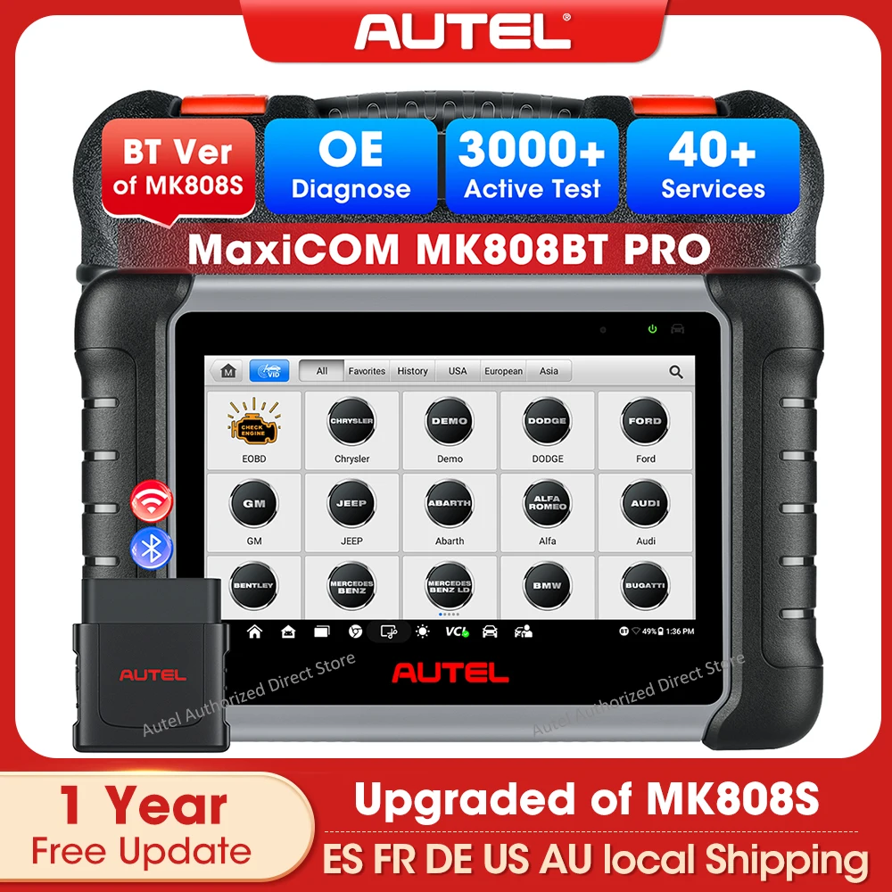Autel Scannner MK808BT Pro Automotive Diagnostic Scan Tool Bidirectional Scanner Code Reader 40+Service Upgraded Of MK808S MX808