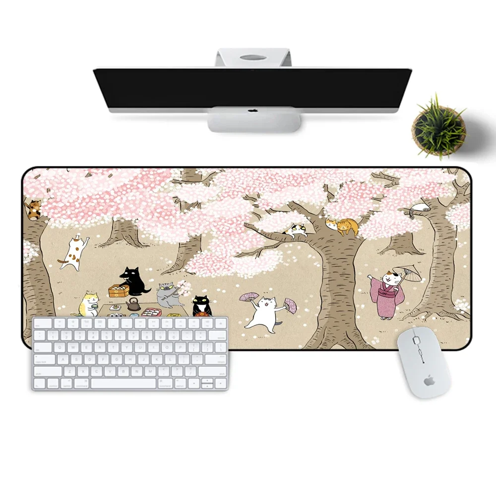 

Cute Kitten Natural Rubber Gaming Mouse Pad Table Mat Free Shipping Large Mouse Pad Keyboard 40x90cm Gaming Mouse Pads