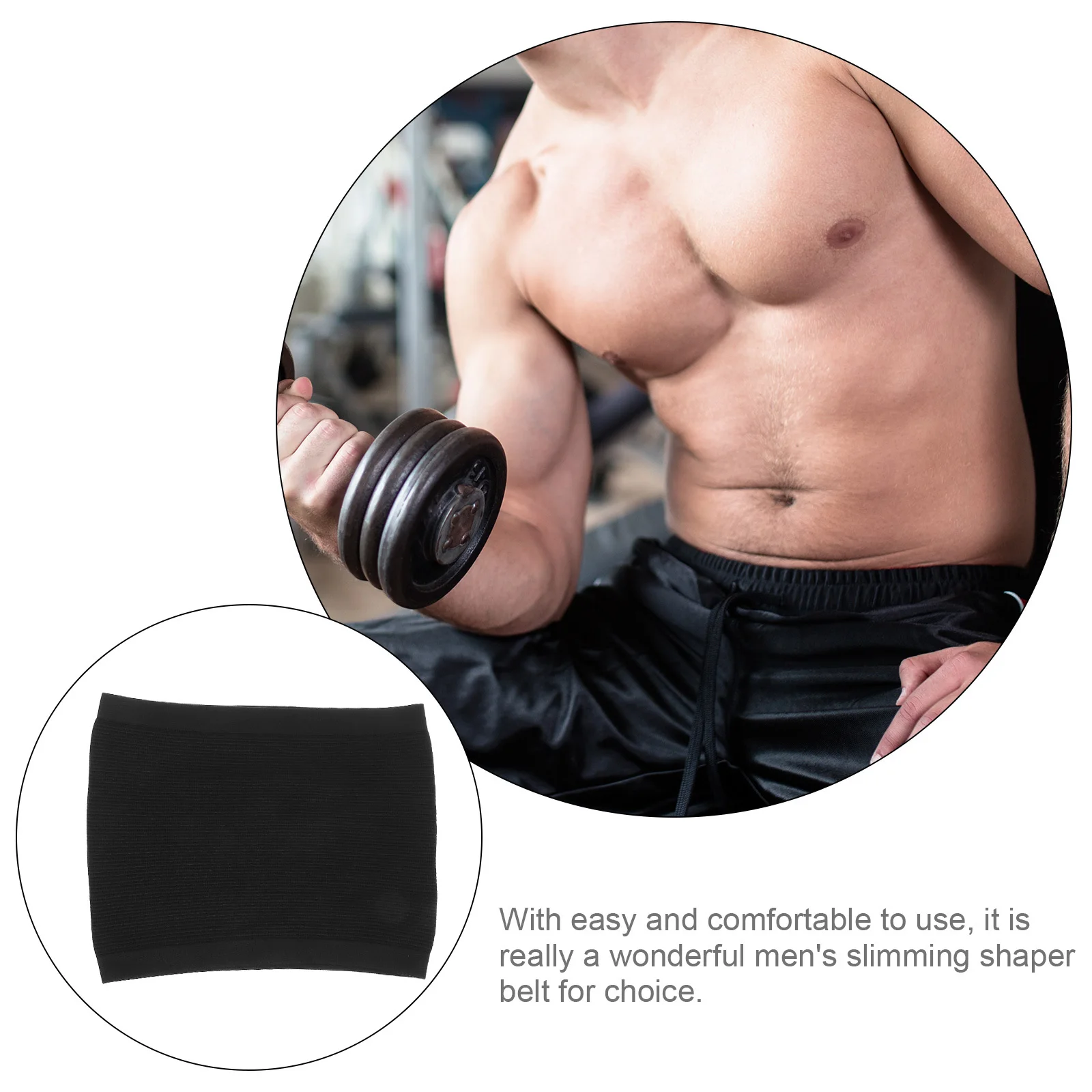 

Men's Belt Black Size L Elastic Nylon Slimming Belt Beer Belly Abdomen Support Reinforces Lower Back Slimming