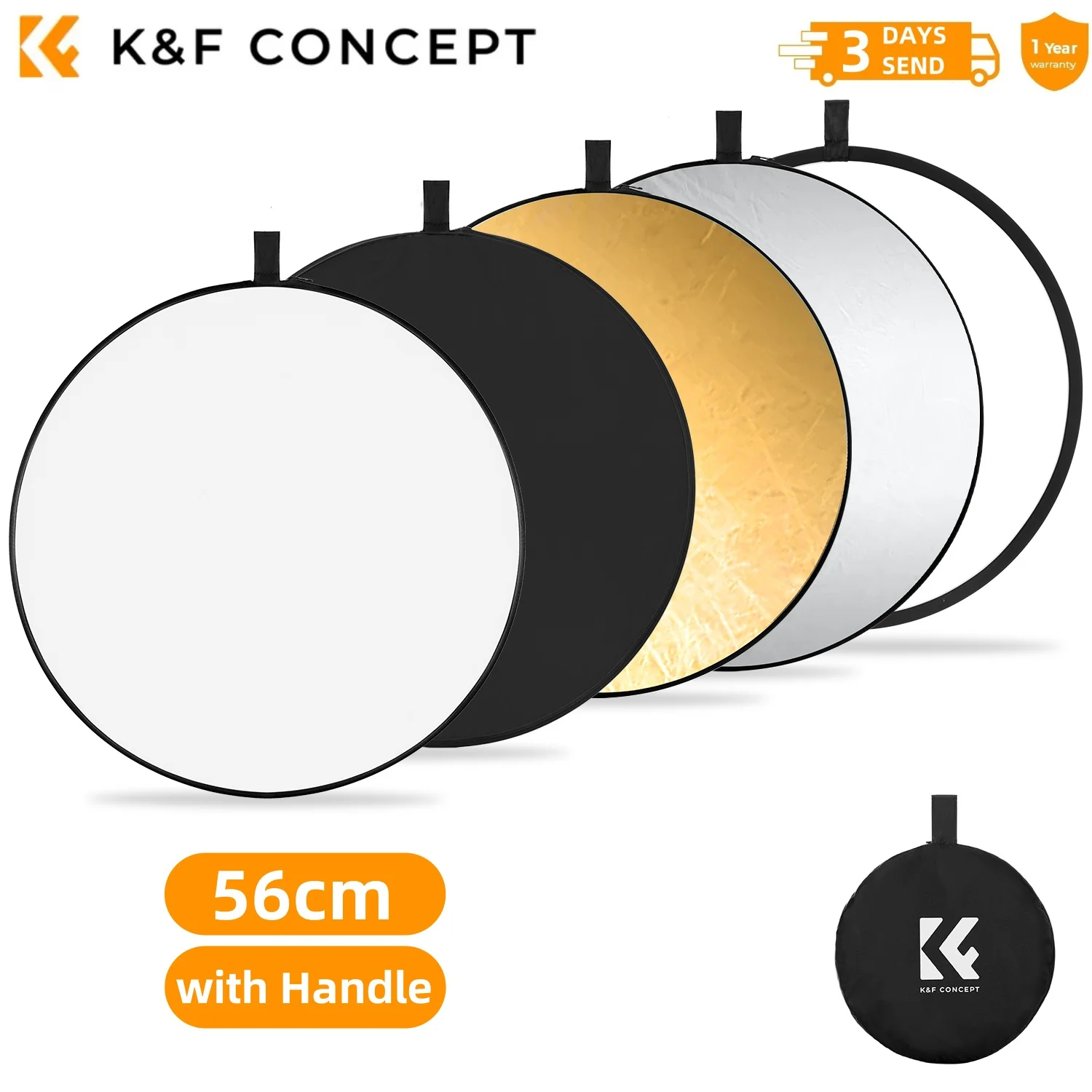 K&F CONCEPT 56/80/110cm 5-in-1 Fotografie Lichtblokkerende Fotografietent Accessoire Circulaire Reflector Translucente Zachte Paneel