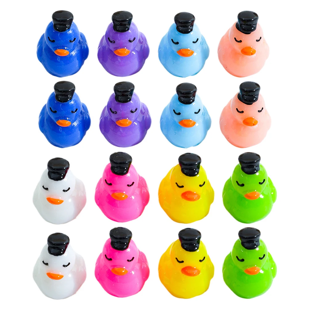 

16pcs Mini Resin Ducks Realistic Small Duck Figurines Garden Ornament Courtyard Decor Cute Animal Statue Bulk Miniature Things