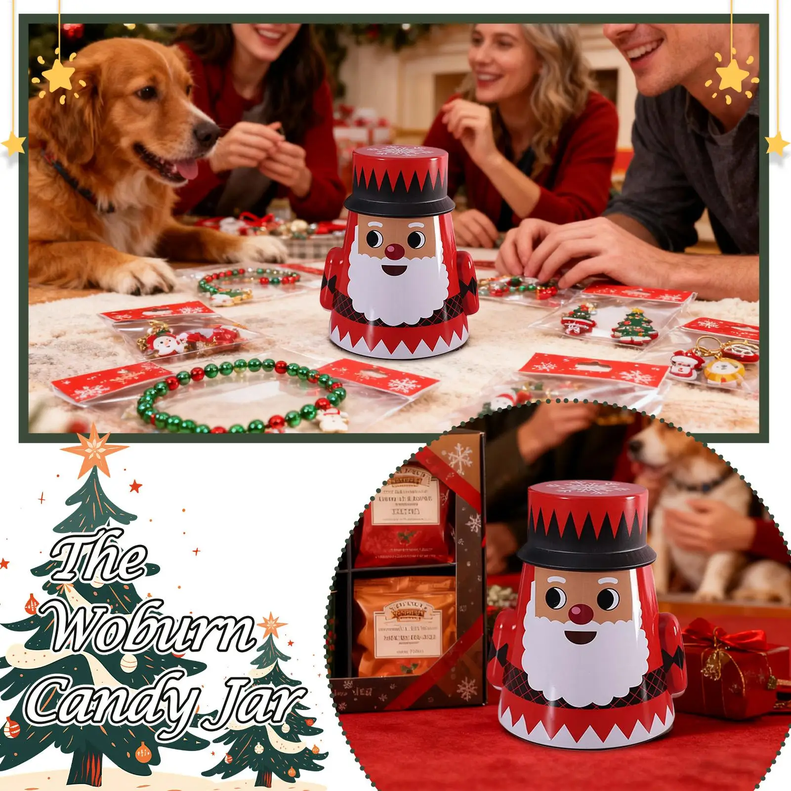 Christmas Jars Airtight Food Storage Container Christmas Decorations Snack Candy Jars For Stocking Stuffers Party Favors