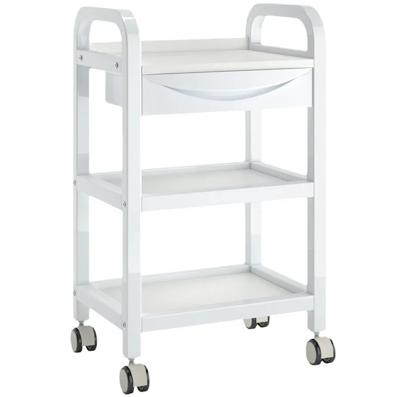

3 Tier Trolley Beauty Salon Hand Push Rack Care Instrument Tool Trolley Finishing Rack Household Beauty Cart with Wheels
