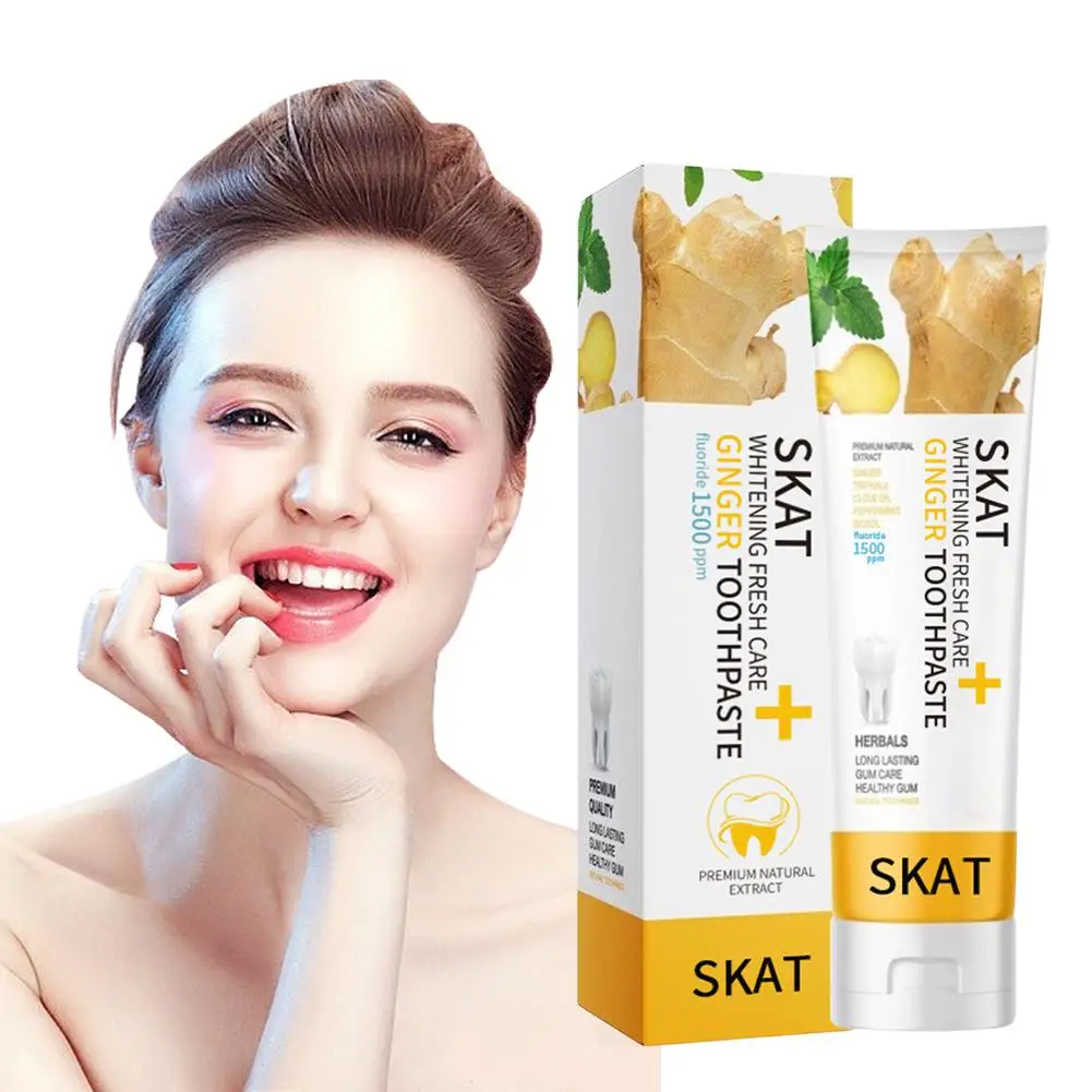 50g Ginger Essence Whitening Toothpaste Brightening Whiten Toothpaste Breath Stain Removing Toothpaste & Teeth Fresh X9L3