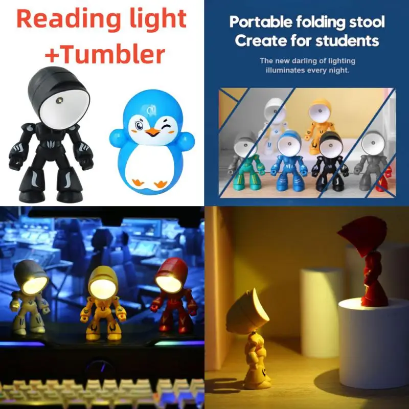 

Mini Night Light LED Cartoon Cute Hero Police Desk Lamp Desktop Ornament Bedside Bedroom Table Lights Children Boy+Tumbler