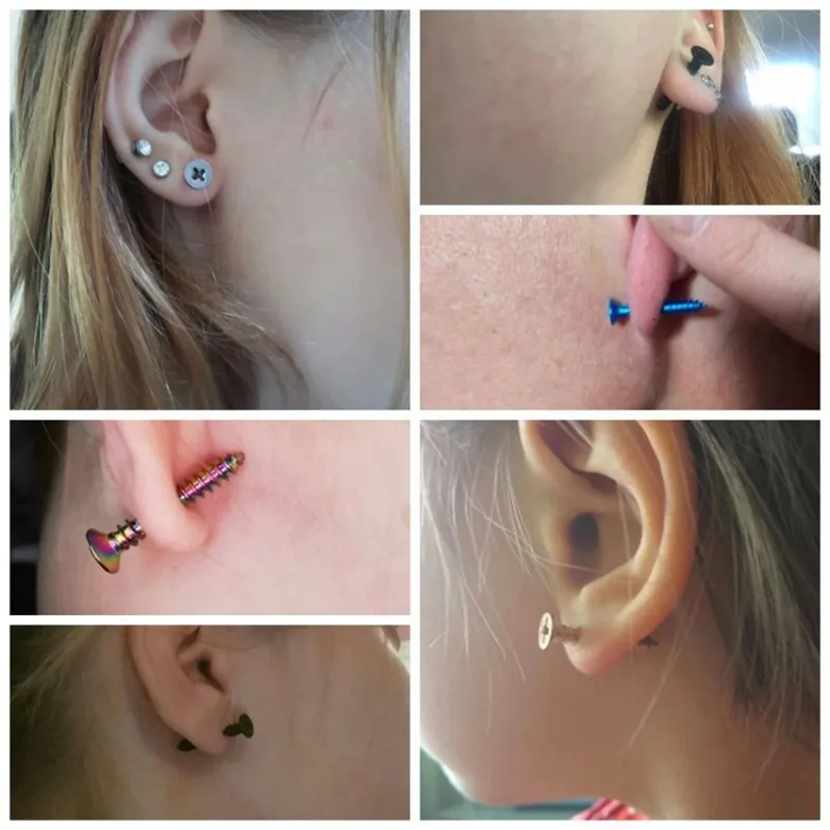 2 قطعة فاسق الموضة 316L الفولاذ المقاوم للصدأ مسمار المسمار قرط الاذن المرصع للنساء الرجال ، الغضروف الزنمة اللولب الأذن الثقب مجوهرات #4