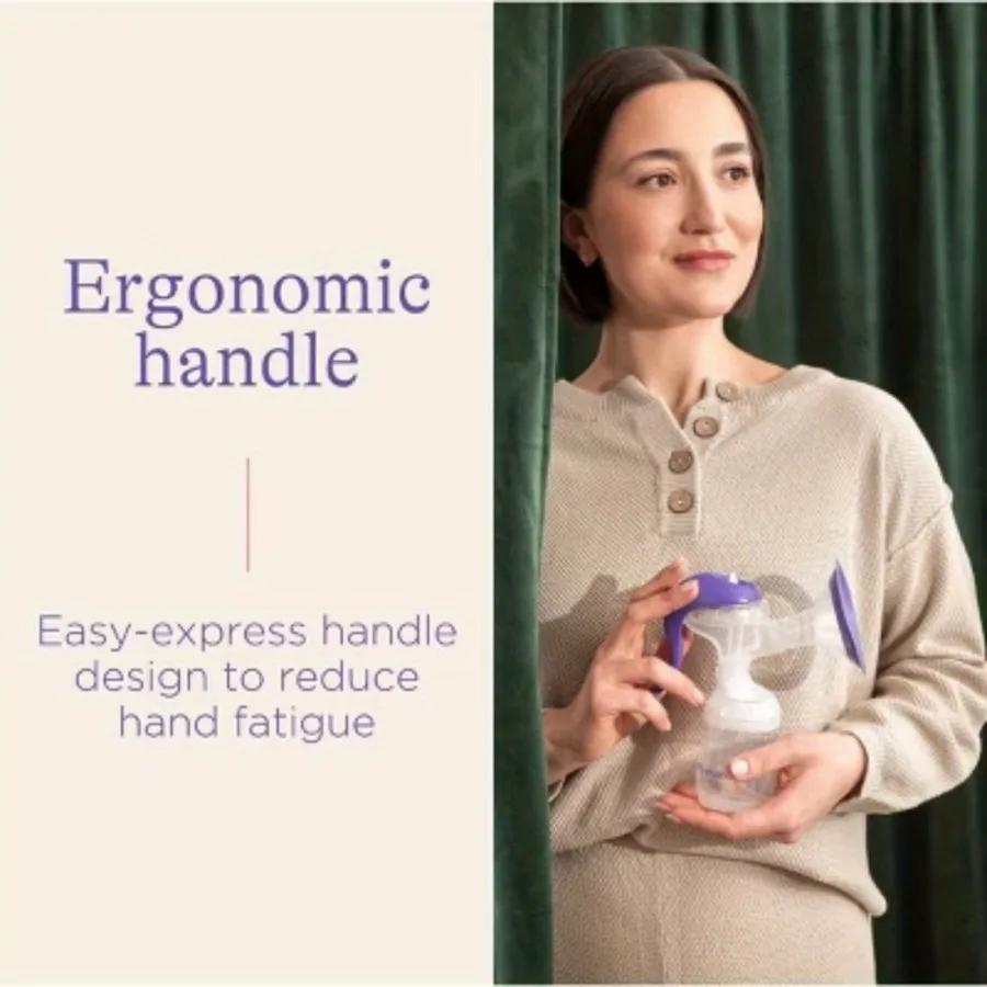 Manual Breast Pump ERGONOMIC HANDLE- Easy-express handle design to reduce hand fatigue
