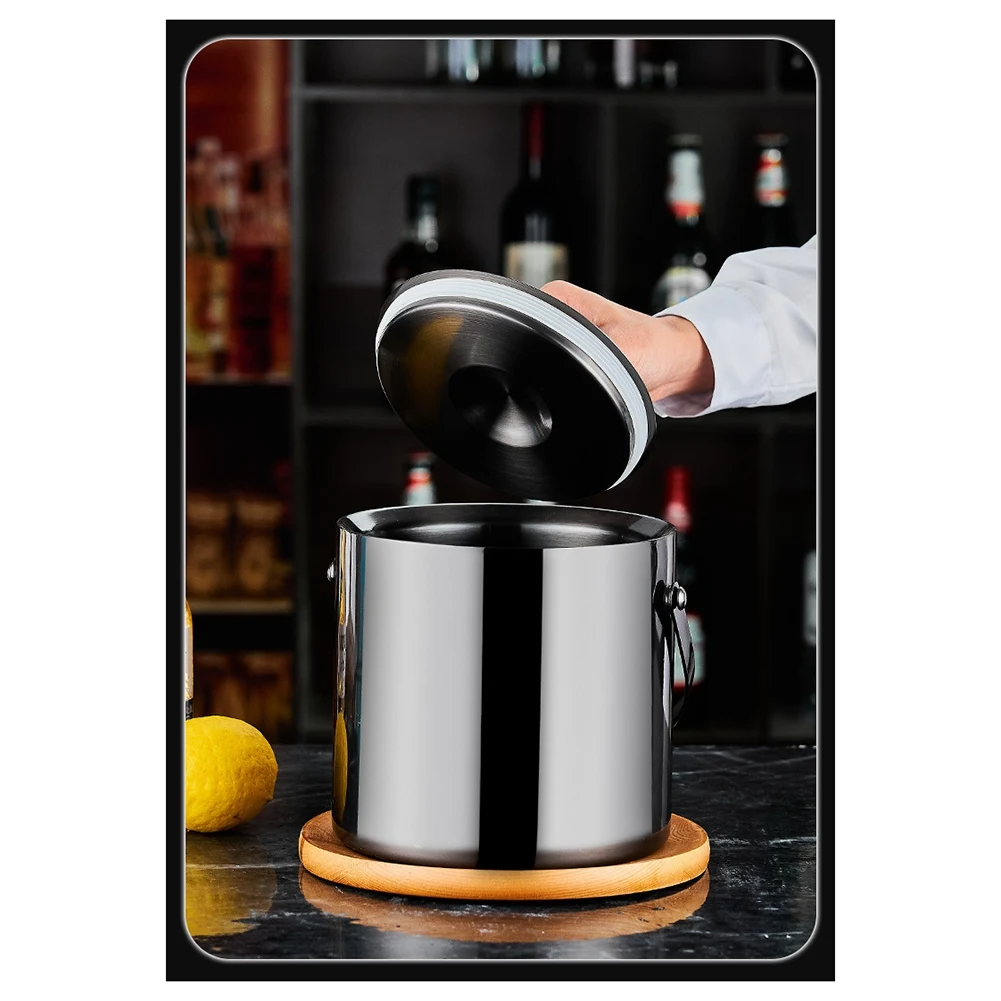 

2025 Trendstainless Steel 3L Ice Bucket-Vacuum Insulated Double-Wall Design With Silicone Sealing Ring, Comes With Ice Tongs & S