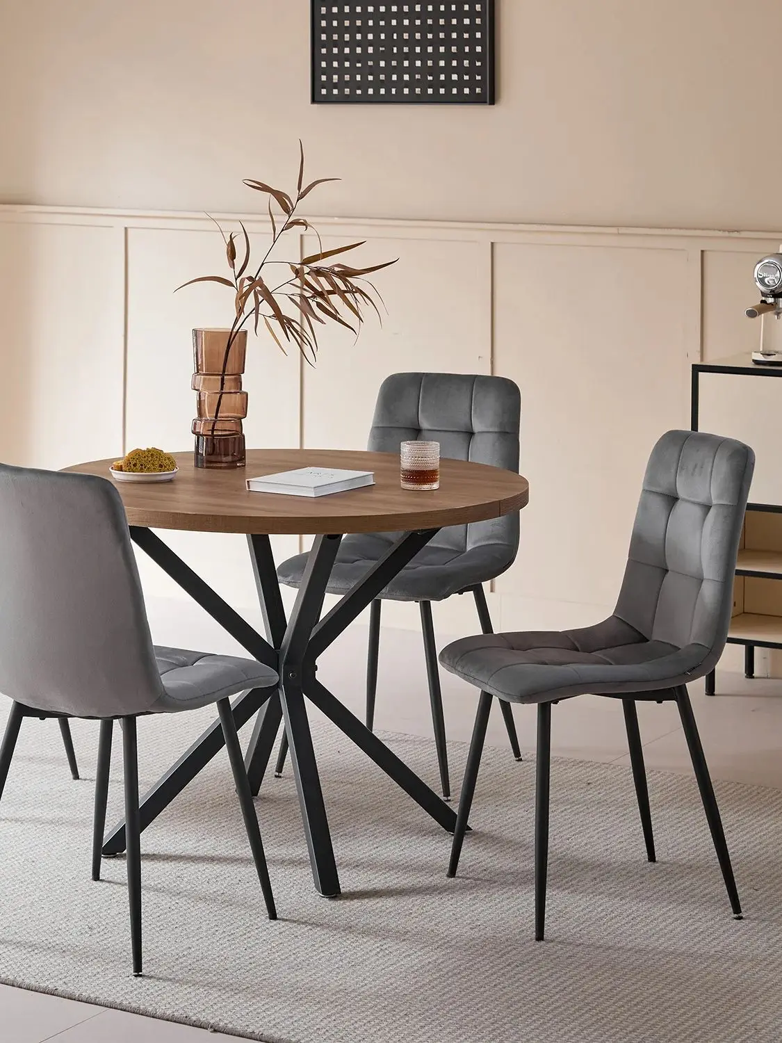 GrandCA HOME 2/4/6 Stuks Moderne Fluwelen Eetkamerstoelen Gevoerde Zitting Scandinavische Minimalistische Stoel Voor Keuken Woon-/Eetkamer Restaurant - afbeelding 2