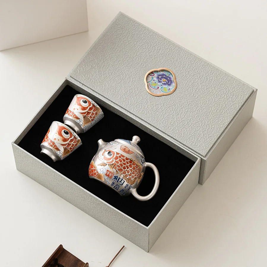 Kung Fu tea set, light luxury and high-end household tea, one pot and two cups gift box