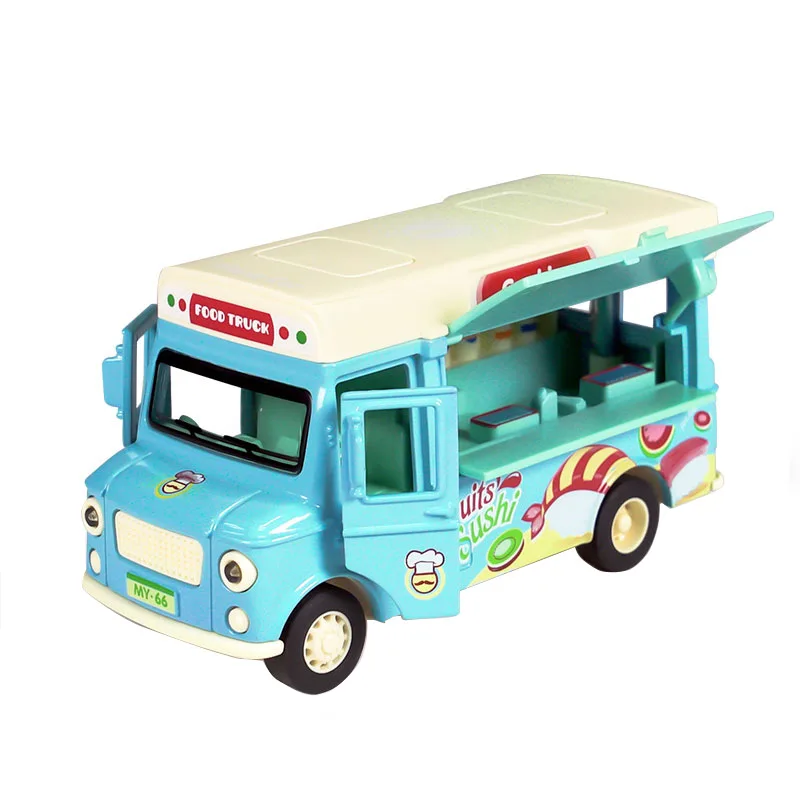 Kawaii Children's Play House Car Toys Music Pull Back Ice Cream Fast Food Truck Model Kitchen Girl Baby Toys Birthday Gifts