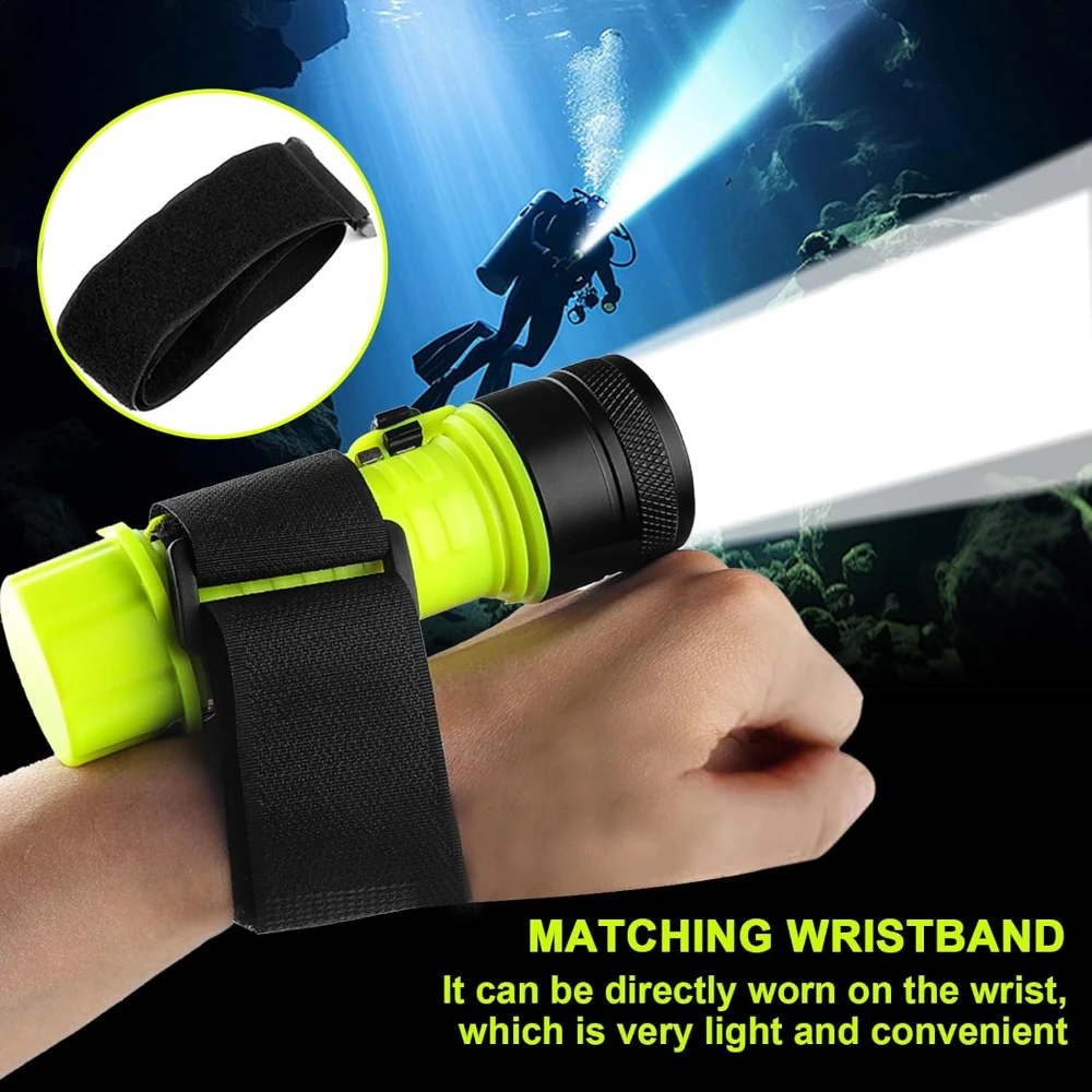 Lampe de poche de plongée torche de plongée Rechargeable 2000 Lumens lumière de plongée sous-marine Super lumineuse IPX8 lumière sous-marine lampe de poche étanche
