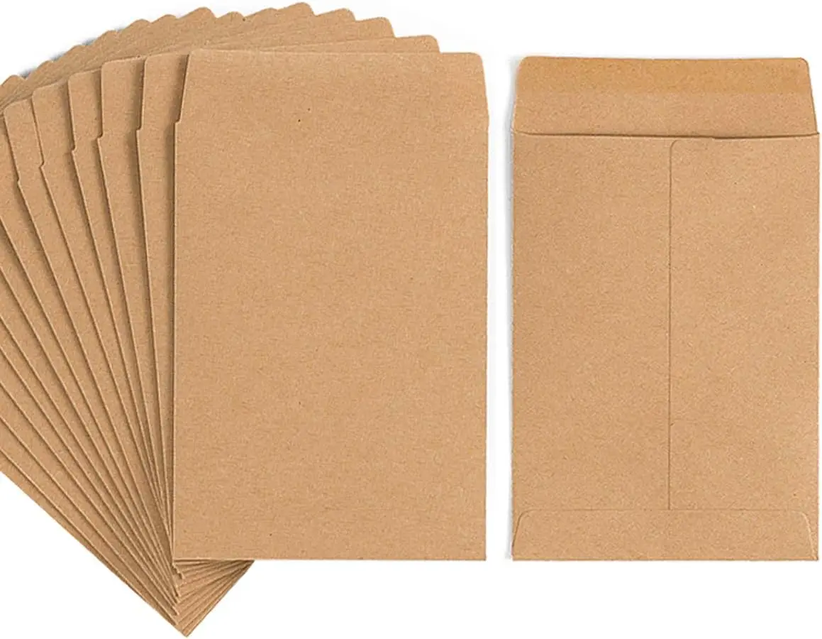 

100 Pack Small Coin Envelopes Self-Adhesive Kraft Paper Seed Envelopes Mini Parts Stamps Storage for Garden Office Wedding Gift