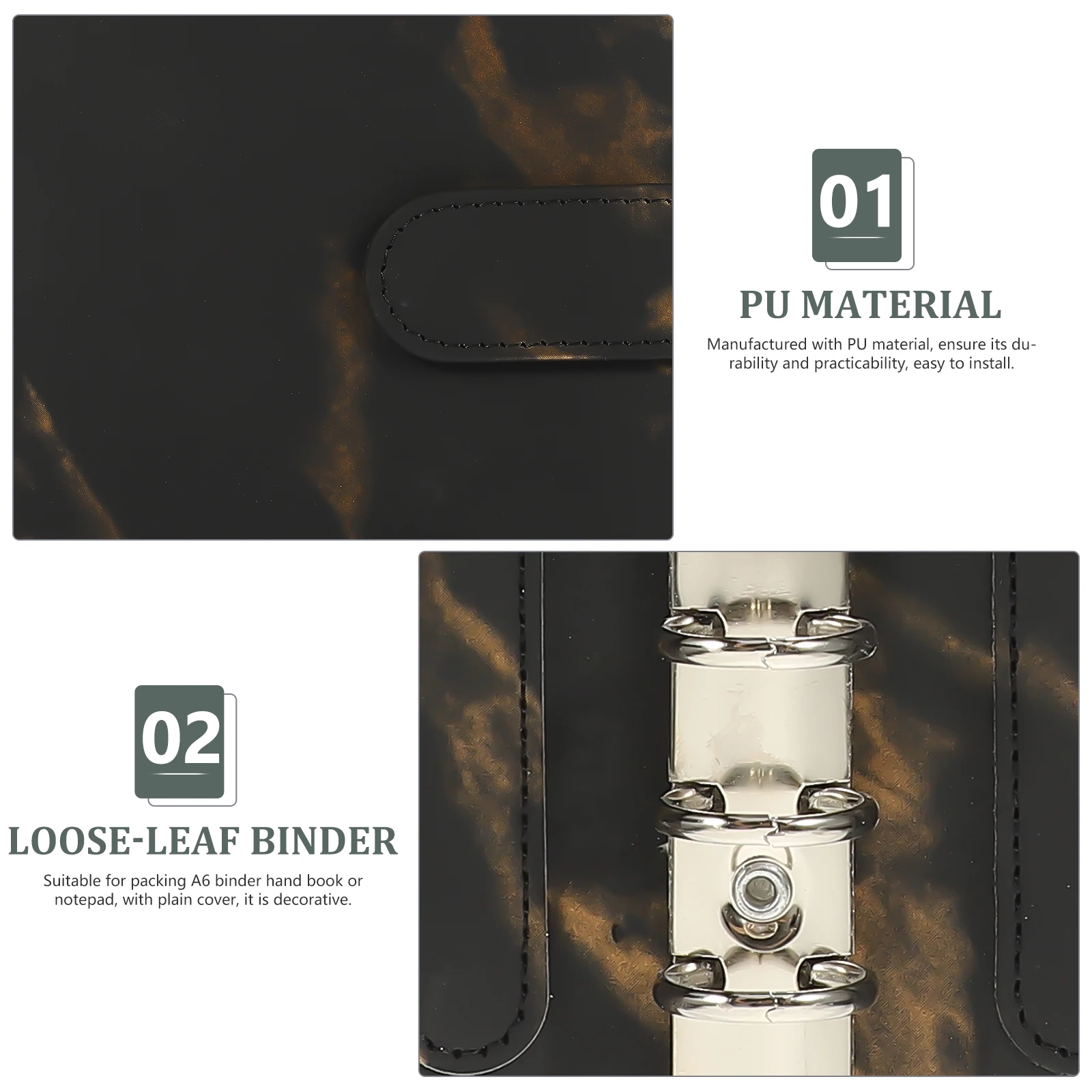 

Pu Binder Cover Notebook Protective Shell With Card Pockets Anti-Slip Notepad Folder For Business Diary Documents