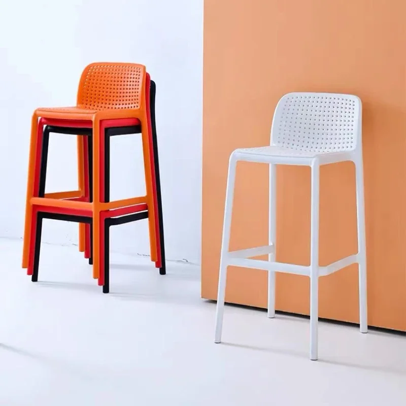 Sillas de Bar nórdicas, muebles modernos y minimalistas, taburetes altos de plástico creativos, diseñadores de moda comercial