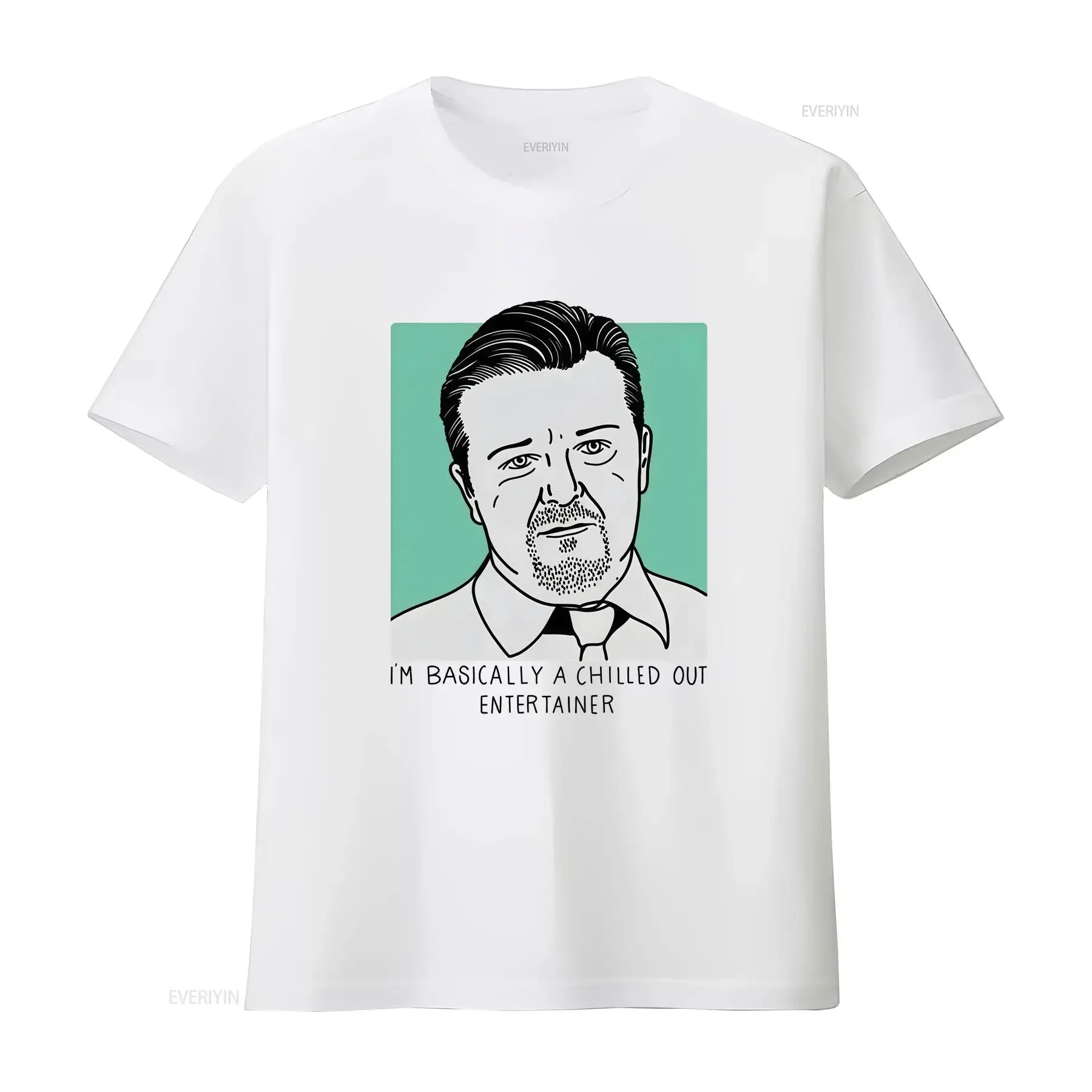 The Office UK T Shirt David Brent I'm Basically A Chilled Out Entertainer Ricky Gervais vintage Washed Top For Everyday Wear