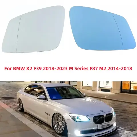 For BMW X2 F39 2018-2023 M Series F87 M2 2014-2018 White Lens and Blue Heated Glare Proof Mirror Wide Angle Glass Car Mirror