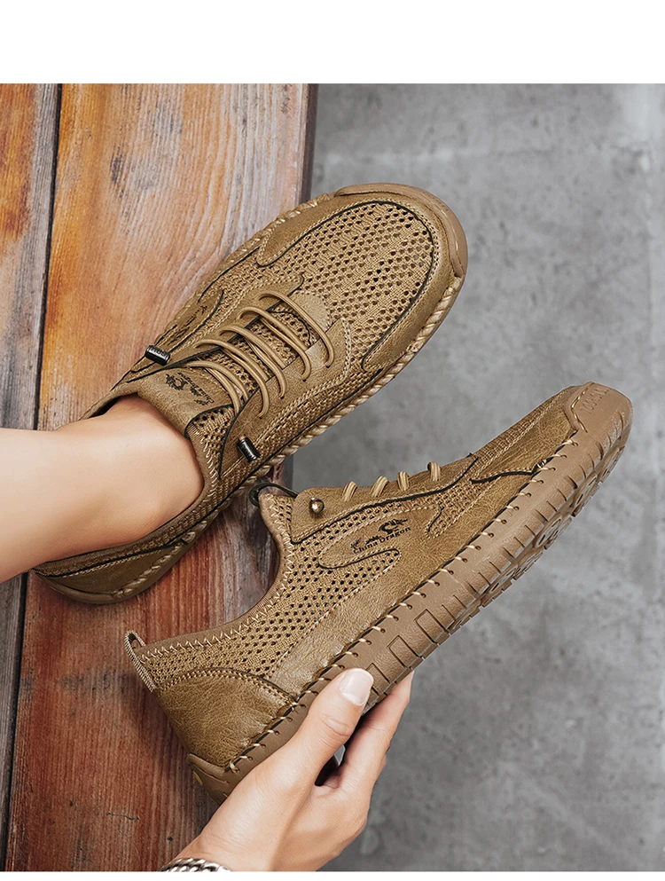 Herren-Freizeitschuhe aus Mesh, atmungsaktive Loafer, leichte Herren-Sneaker, flache Fahrschuhe, Größe Herren, Mesh-Schuhe, Sneakers – Detail 8