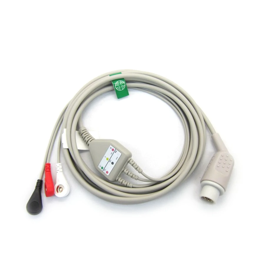 

Compatible with C*HINA M&B Patient Monitor 3/5 Lead Wire with Clip/Snap ECG EKG Cable ECG Data Monitoring Workstation
