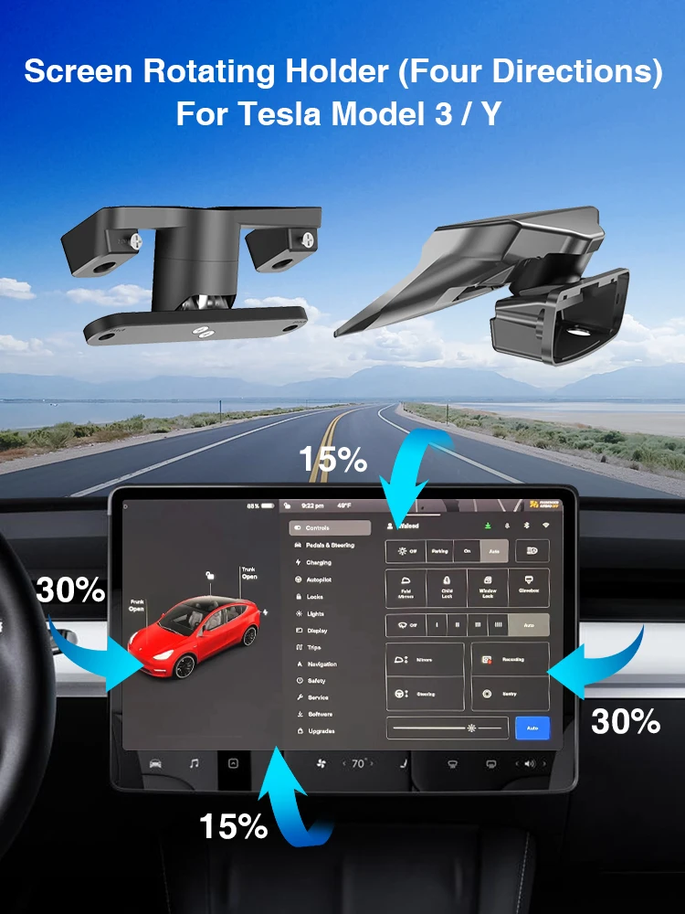 Scherm Roterende Beugel voor Tesla 2017-2024 Model Y Model 3 Swivel Mount Highland Display Roterende Kit Monitor Draaien houder - afbeelding 2