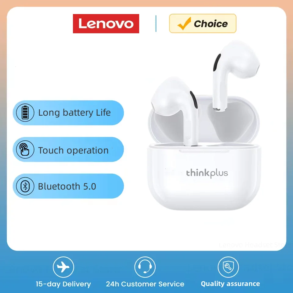 Lenovo Auricular Inalámbrico TWS, Audífonos Originales, Bluetooth, Control Táctil, Cascos Deportivos, Estéreo, Accesorio para Teléfono Android, LP40
