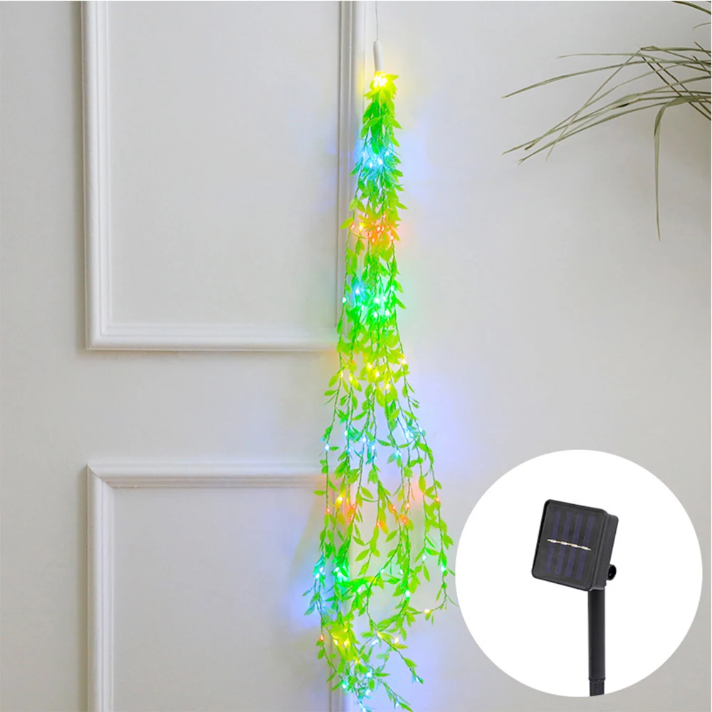 LED Horsetail Light String Simulation Green Leaf Light String Christmas Day Garden Green Tree and Vine Decorative Lantern String