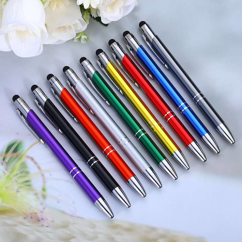 1 Stuks Hot Custom Ballopint Pen Metalen 2-In-1 Stylus Balpen Ondersteuning Print Logo Reclame Groothandel Gepersonaliseerde Pen Reclame