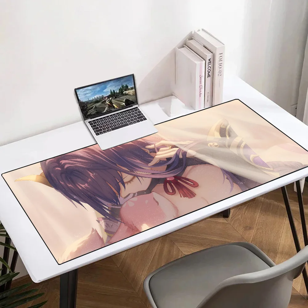 Genshin Mousepad tetikus dampak Raiden, alas Mouse Gaming besar, alas meja Keyboard komputer tebal