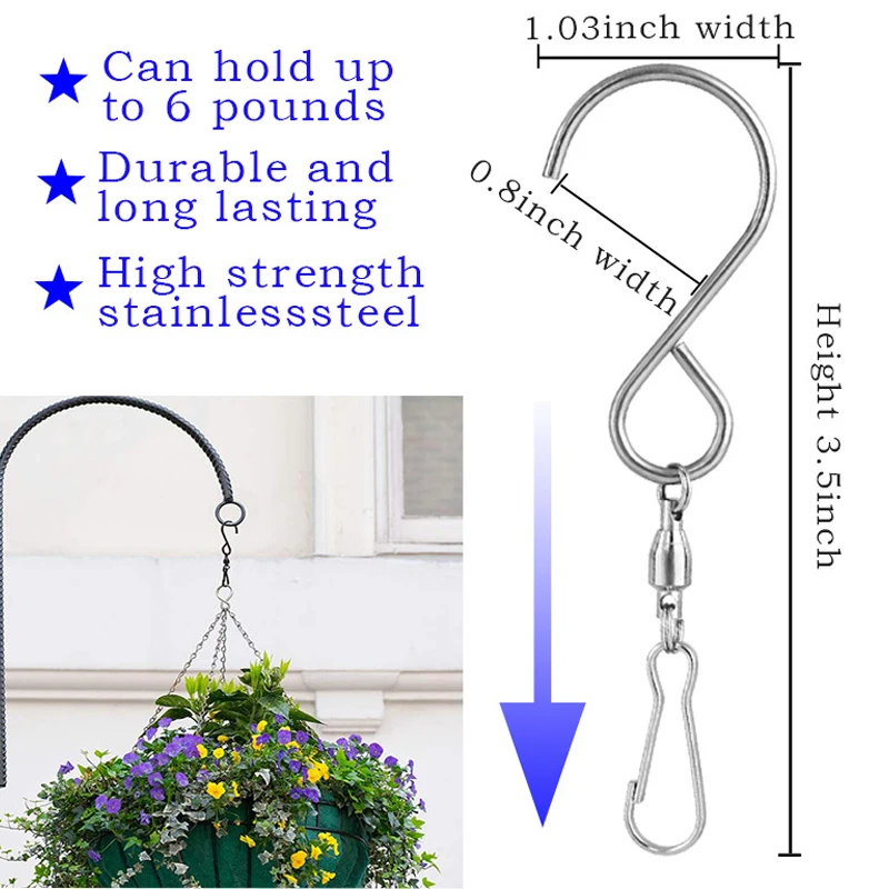 5/10pcs Multi-Purpose S-Shape Swivel Hooks Clips for Hanging Wind Spinners Wind Chimes Crystal Twisters Household Organizer Hook - view 6