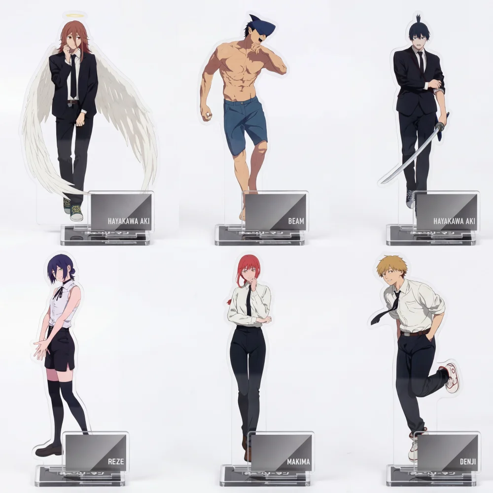 Chainsaw Man 15CM Double Slot Acrylic Stand Anime Figure Desktop Display Decor Otaku Fans Collection Gift Model Toy