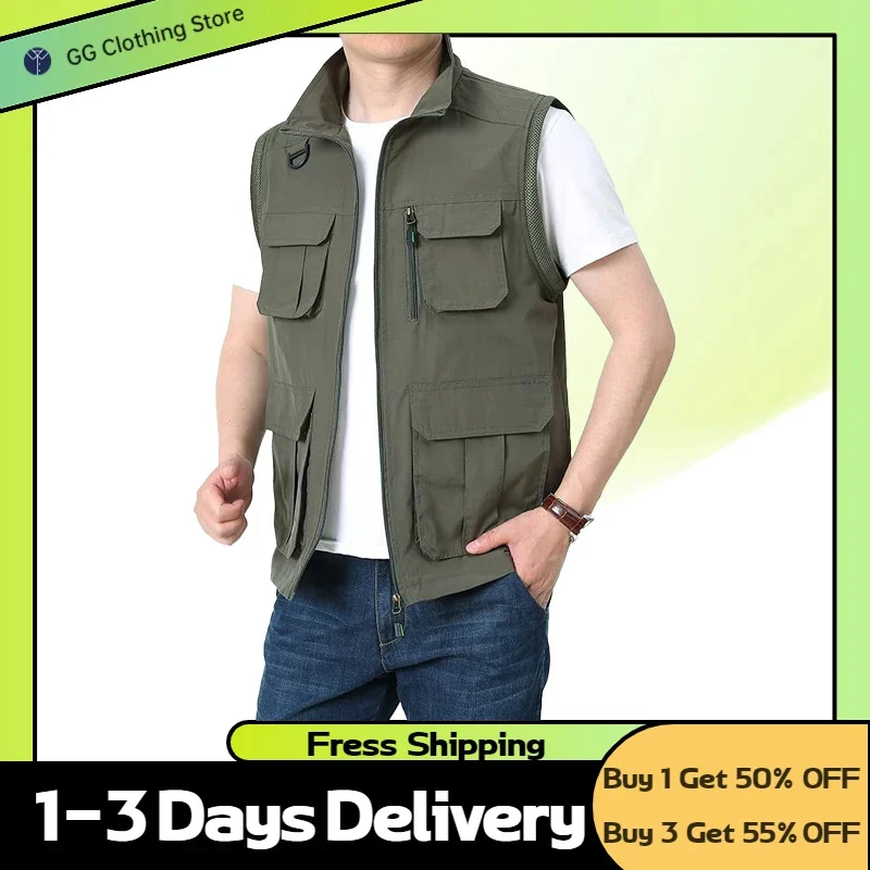 

Vest for Men Work Men's Man Jackets Motorcyclist Vests Coat Male Sleeveless Tactical Military Oversize Models Man's Mens Clothes