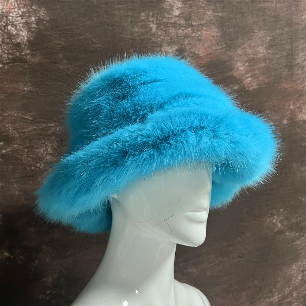 

Winter Warm Artificial Fur Women's Hat Outdoor Hat Soft Gradual Leopard Pattern Fisherman Hat Fluffy Ski Holiday Hat 2023 New