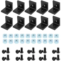 10pcs 2020 2040 4040 L Shape Corner Bracket Fitting 90 Degree Connector with T Nuts and Hex Screw for Aluminum Extrusion Profile