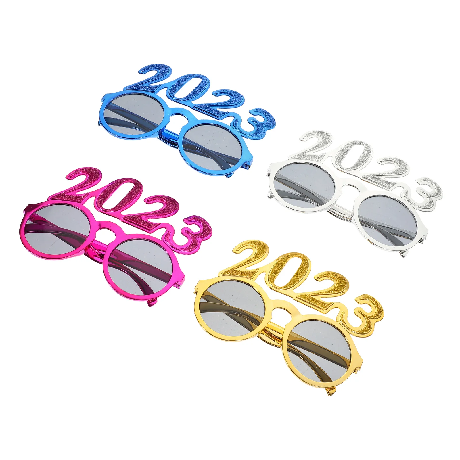 

4 Pairs New Year Party Glasses Funny Photo Props Eve Festival Sunglasses Eyewear Plastic 2023 Eye Wear Bright Stylish Design