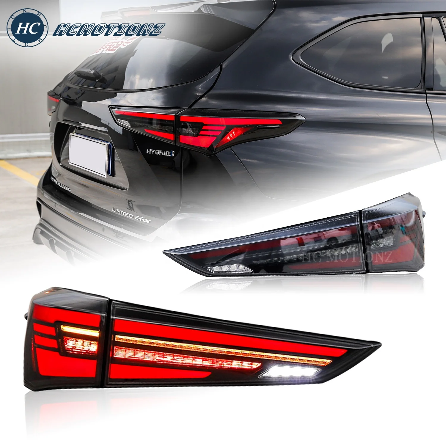 

Оптовая продажа с фабрики HCmotion, анимация DRL, полный светодиодный задний фонарь Kluger 2020 2021 2022, задние фонари для Toyota Highlander