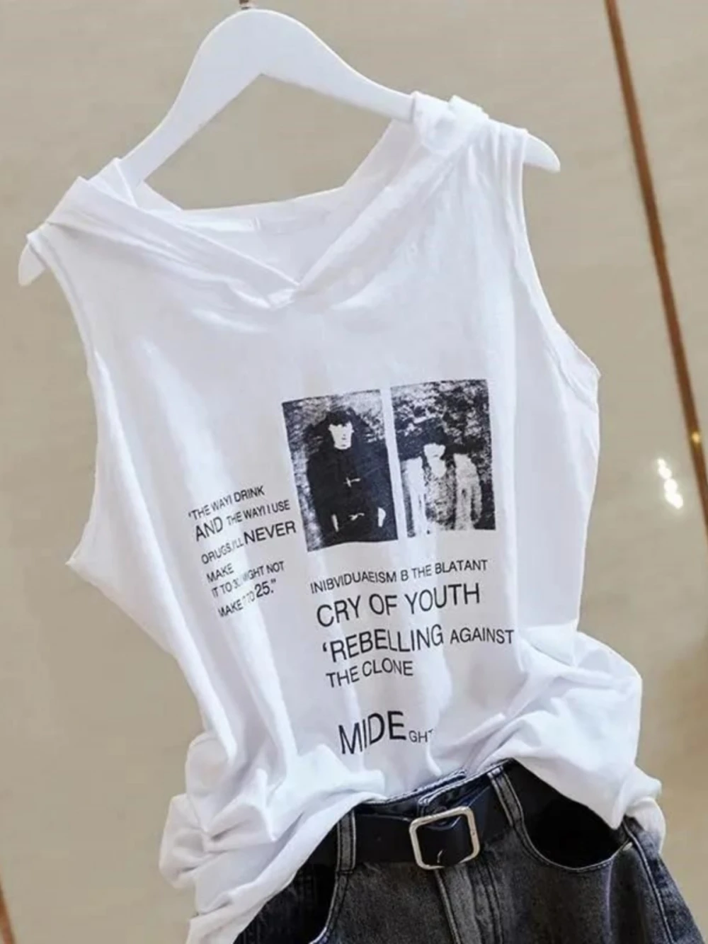 

plus Size Casual Loose Women's Tank Top Summer Fashion Brand Breathable Sleeveless Bottoming Sweatshirt High Waist Design