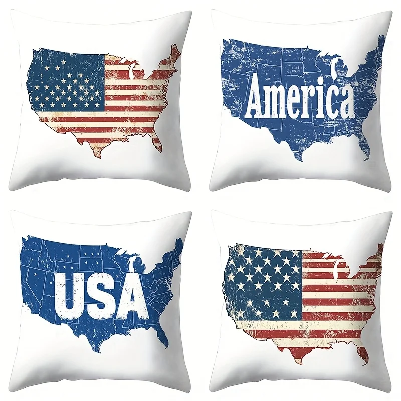 Retro American flag design Single-sided printing Short plush Suitable for living rooms bedrooms sofas (excluding pillow cores)