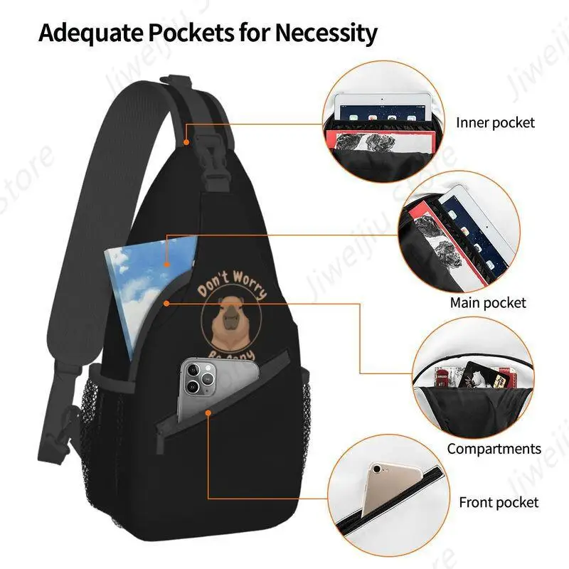 Cool Cute Capybara Crossbody Sling Backpack Men Animal Lover Shoulder Chest Bag for Travel Cycling